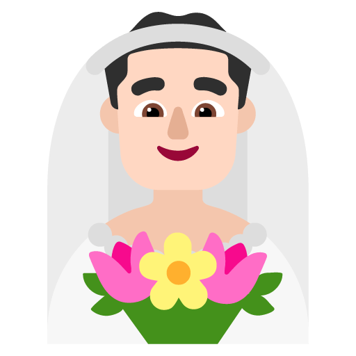 Microsoft design of the man with veil: light skin tone emoji verson:Windows-11-22H2