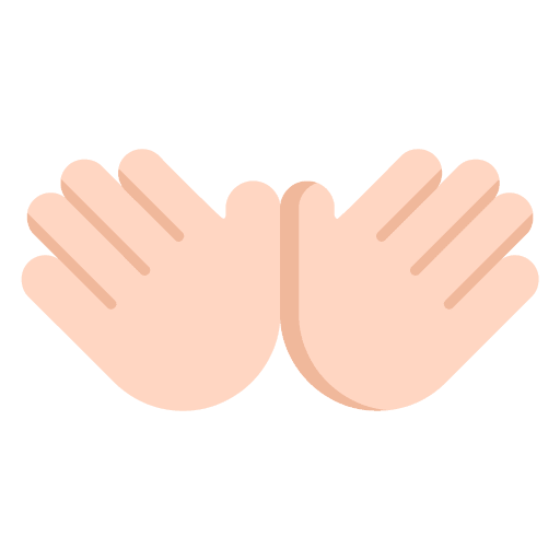 Microsoft design of the open hands: light skin tone emoji verson:Windows-11-22H2