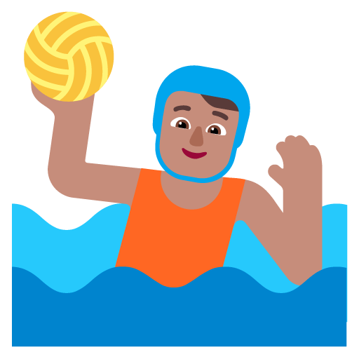 Microsoft design of the person playing water polo: medium skin tone emoji verson:Windows-11-22H2