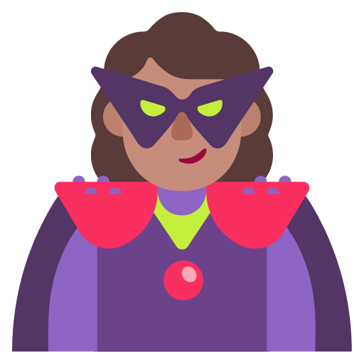 Microsoft design of the woman supervillain: medium skin tone emoji verson:Windows-11-22H2