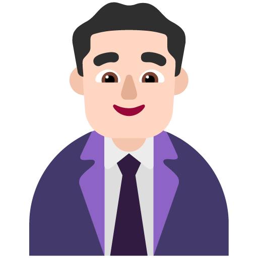 Microsoft design of the man office worker: light skin tone emoji verson:Windows-11-22H2