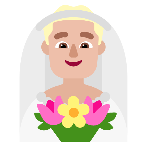 Microsoft design of the man with veil: medium-light skin tone emoji verson:Windows-11-22H2