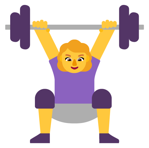Microsoft design of the woman lifting weights emoji verson:Windows-11-22H2