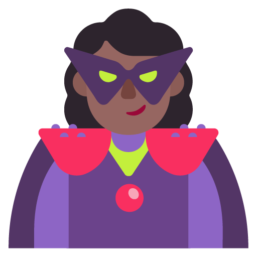 Microsoft design of the woman supervillain: medium-dark skin tone emoji verson:Windows-11-22H2