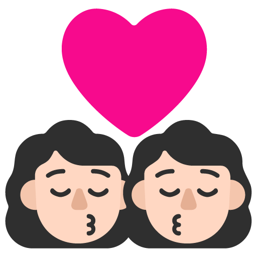 Microsoft design of the kiss: woman woman light skin tone emoji verson:Windows-11-22H2