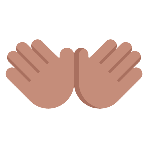 Microsoft design of the open hands: medium skin tone emoji verson:Windows-11-22H2