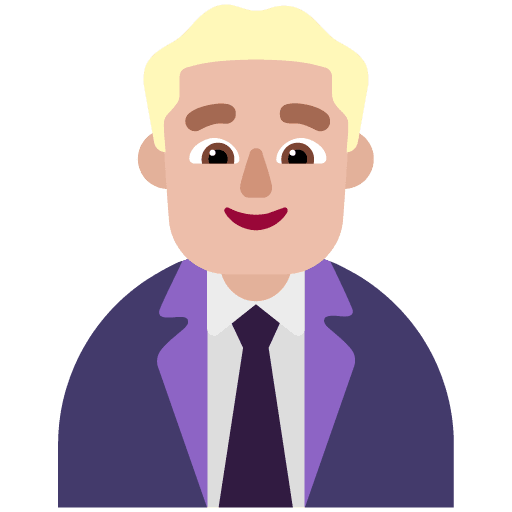Microsoft design of the man office worker: medium-light skin tone emoji verson:Windows-11-22H2