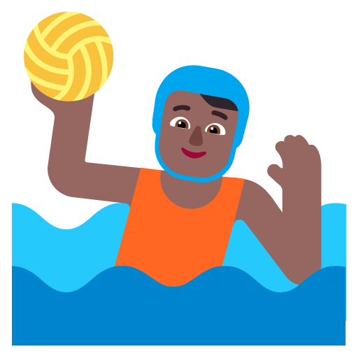 Microsoft design of the person playing water polo: medium-dark skin tone emoji verson:Windows-11-22H2