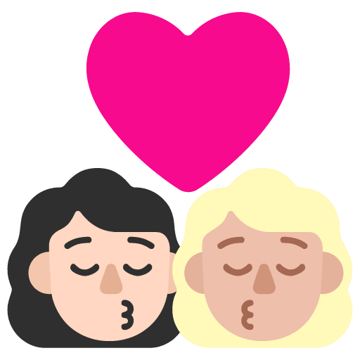 Microsoft design of the kiss: woman woman light skin tone medium-light skin tone emoji verson:Windows-11-22H2