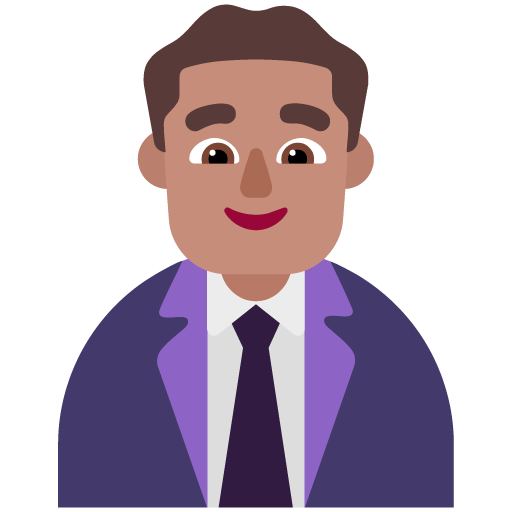 Microsoft design of the man office worker: medium skin tone emoji verson:Windows-11-22H2