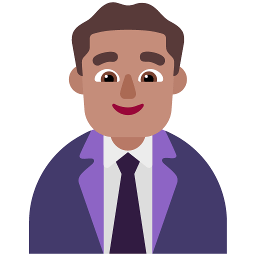 Microsoft design of the man office worker: medium skin tone emoji verson:Windows-11-22H2