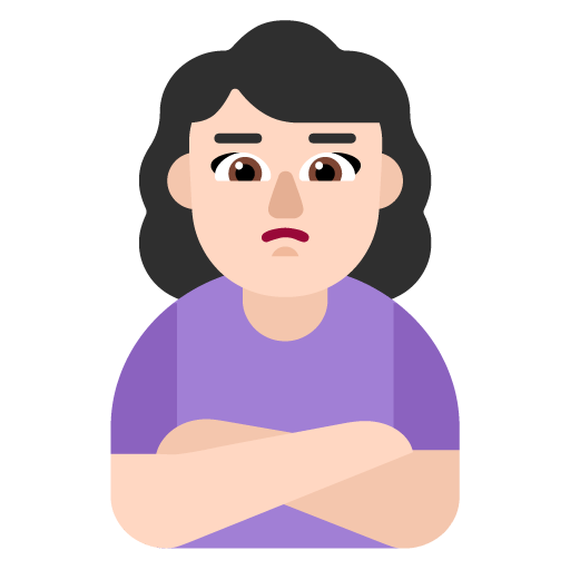 Microsoft design of the woman pouting: light skin tone emoji verson:Windows-11-22H2