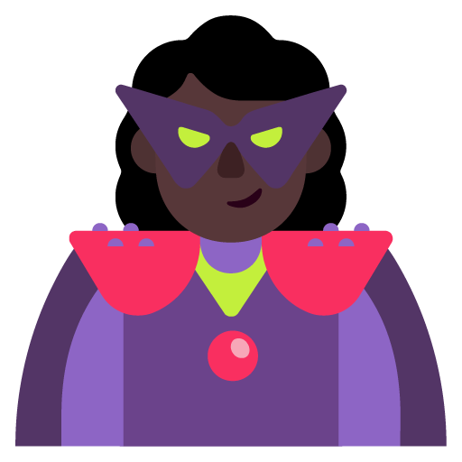 Microsoft design of the woman supervillain: dark skin tone emoji verson:Windows-11-22H2