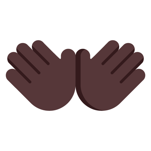 Microsoft design of the open hands: dark skin tone emoji verson:Windows-11-22H2