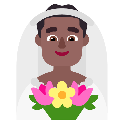 Microsoft design of the man with veil: medium-dark skin tone emoji verson:Windows-11-22H2
