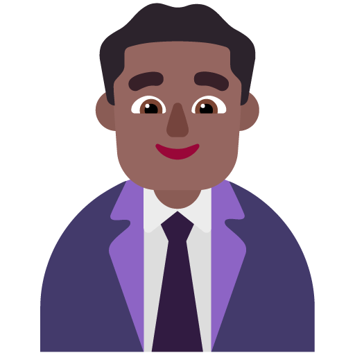 Microsoft design of the man office worker: medium-dark skin tone emoji verson:Windows-11-22H2