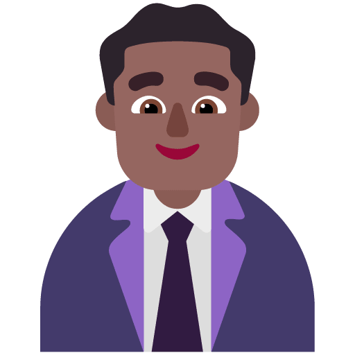 Microsoft design of the man office worker: medium-dark skin tone emoji verson:Windows-11-22H2