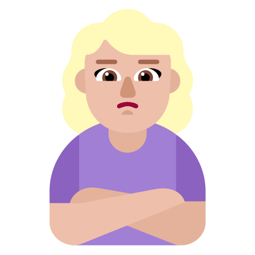Microsoft design of the woman pouting: medium-light skin tone emoji verson:Windows-11-22H2