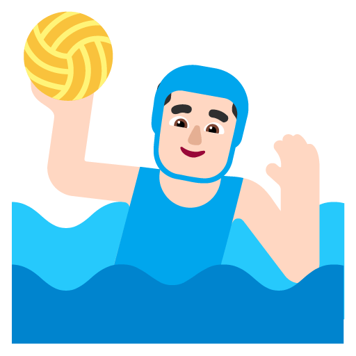 Microsoft design of the man playing water polo: light skin tone emoji verson:Windows-11-22H2