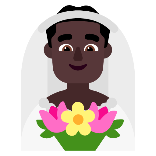 Microsoft design of the man with veil: dark skin tone emoji verson:Windows-11-22H2
