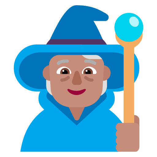 Microsoft design of the mage: medium skin tone emoji verson:Windows-11-22H2