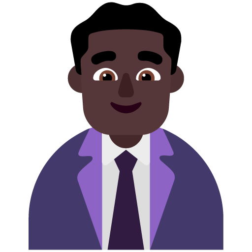 Microsoft design of the man office worker: dark skin tone emoji verson:Windows-11-22H2