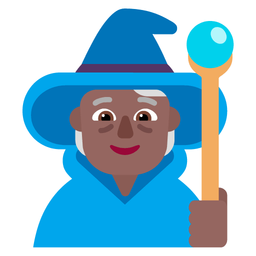 Microsoft design of the mage: medium-dark skin tone emoji verson:Windows-11-22H2
