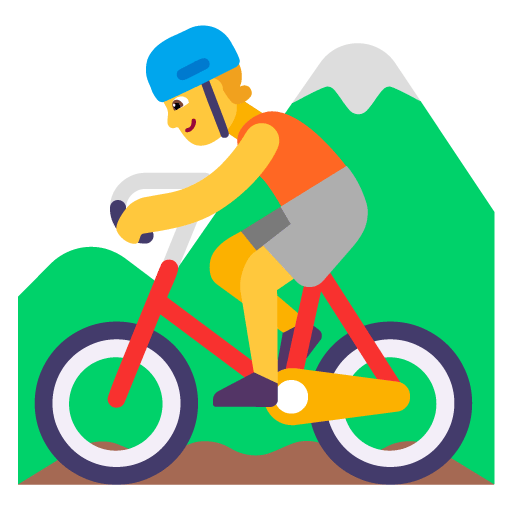 Microsoft design of the person mountain biking emoji verson:Windows-11-22H2