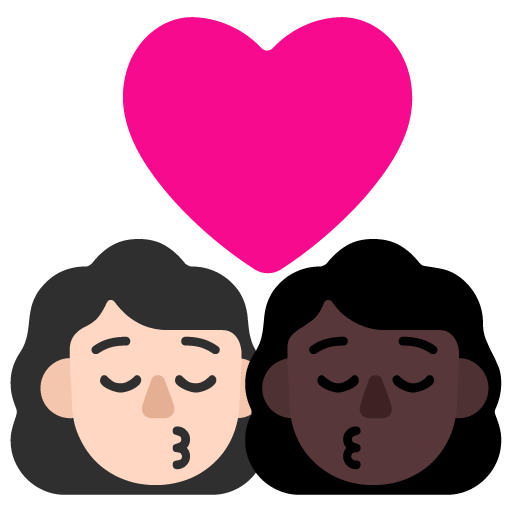 Microsoft design of the kiss: woman woman light skin tone dark skin tone emoji verson:Windows-11-22H2