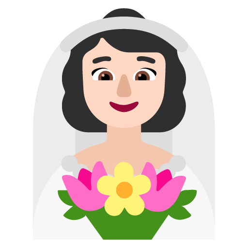 Microsoft design of the woman with veil: light skin tone emoji verson:Windows-11-22H2