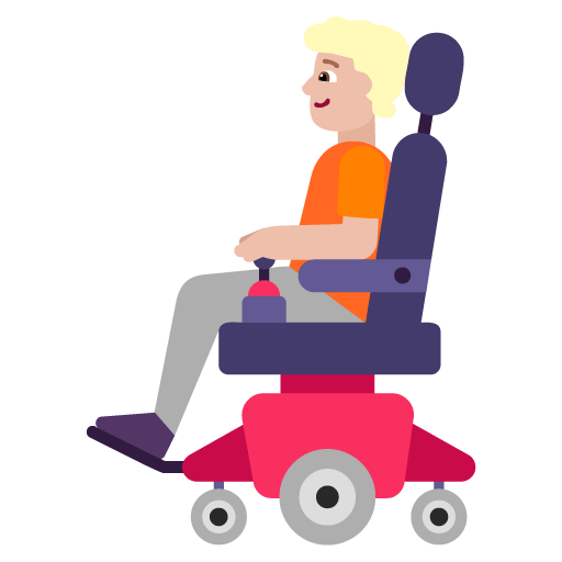 Microsoft design of the person in motorized wheelchair: medium-light skin tone emoji verson:Windows-11-22H2