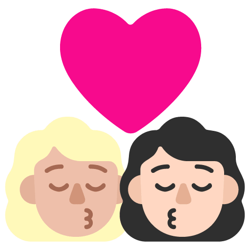 Microsoft design of the kiss: woman woman medium-light skin tone light skin tone emoji verson:Windows-11-22H2