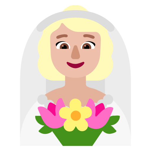 Microsoft design of the woman with veil: medium-light skin tone emoji verson:Windows-11-22H2
