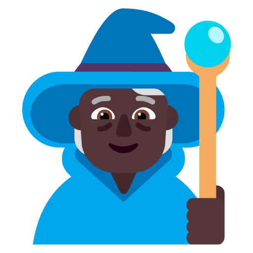 Microsoft design of the mage: dark skin tone emoji verson:Windows-11-22H2
