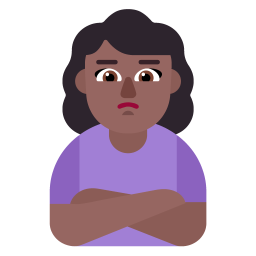 Microsoft design of the woman pouting: medium-dark skin tone emoji verson:Windows-11-22H2