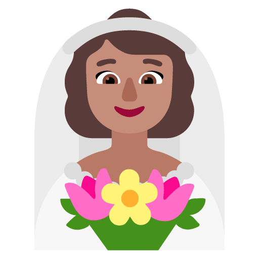 Microsoft design of the woman with veil: medium skin tone emoji verson:Windows-11-22H2