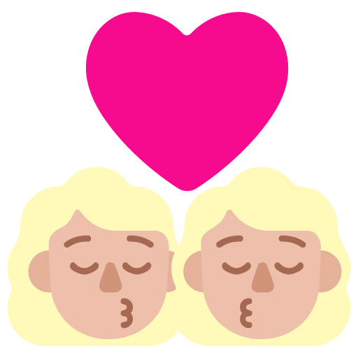 Microsoft design of the kiss: woman woman medium-light skin tone emoji verson:Windows-11-22H2