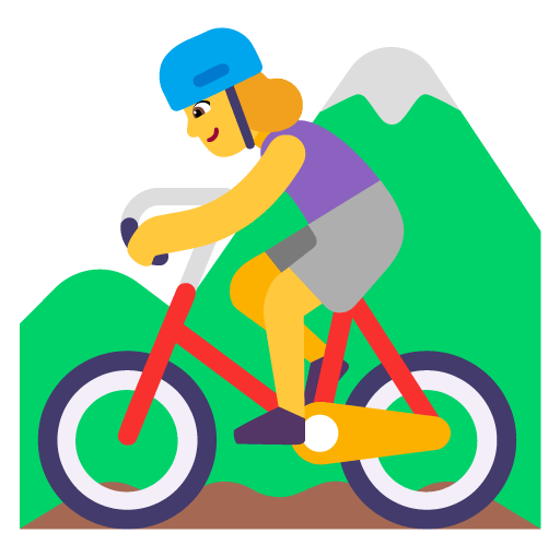 Microsoft design of the woman mountain biking emoji verson:Windows-11-22H2