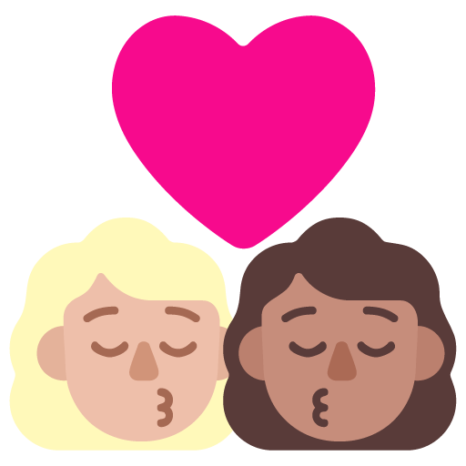 Microsoft design of the kiss: woman woman medium-light skin tone medium skin tone emoji verson:Windows-11-22H2