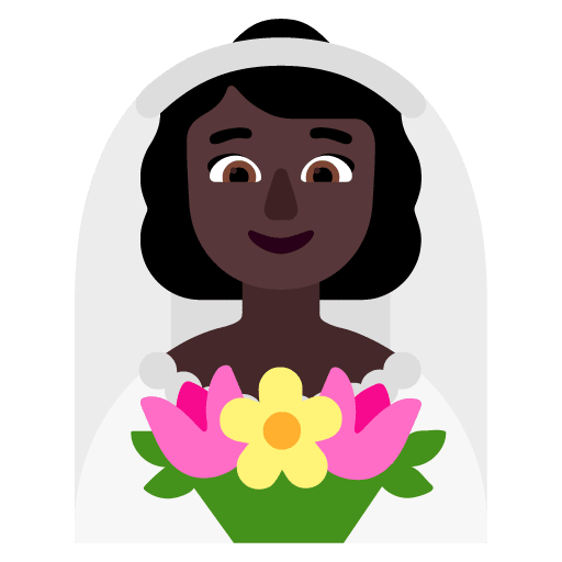 Microsoft design of the woman with veil: dark skin tone emoji verson:Windows-11-22H2