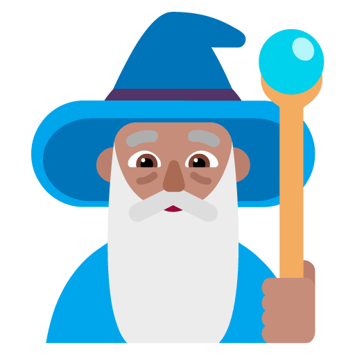 Microsoft design of the man mage: medium skin tone emoji verson:Windows-11-22H2