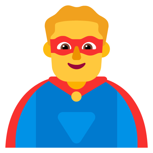 Microsoft design of the man superhero emoji verson:Windows-11-22H2