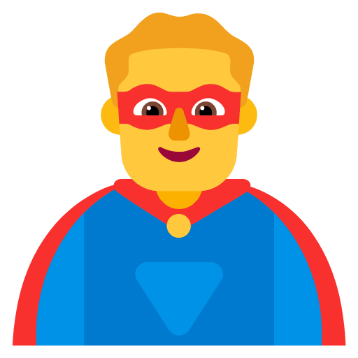 Microsoft design of the man superhero emoji verson:Windows-11-22H2