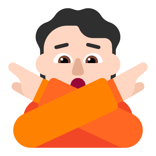 Microsoft design of the person gesturing NO: light skin tone emoji verson:Windows-11-22H2