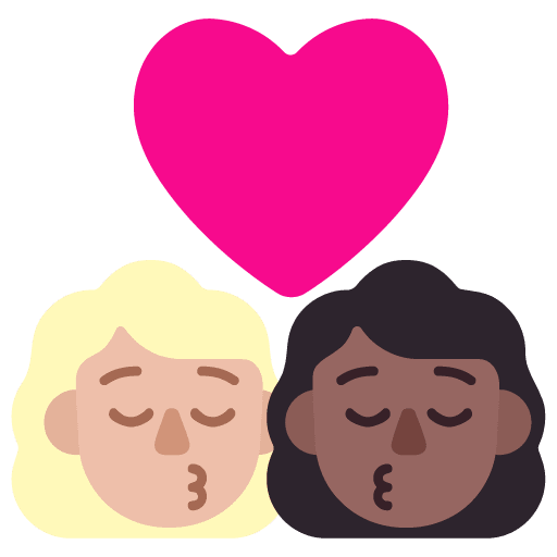 Microsoft design of the kiss: woman woman medium-light skin tone medium-dark skin tone emoji verson:Windows-11-22H2