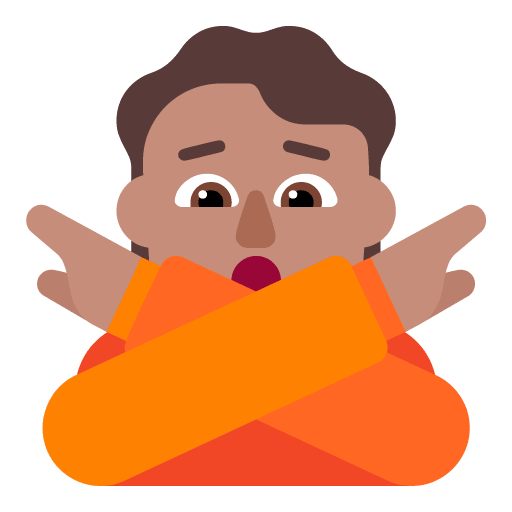 Microsoft design of the person gesturing NO: medium skin tone emoji verson:Windows-11-22H2