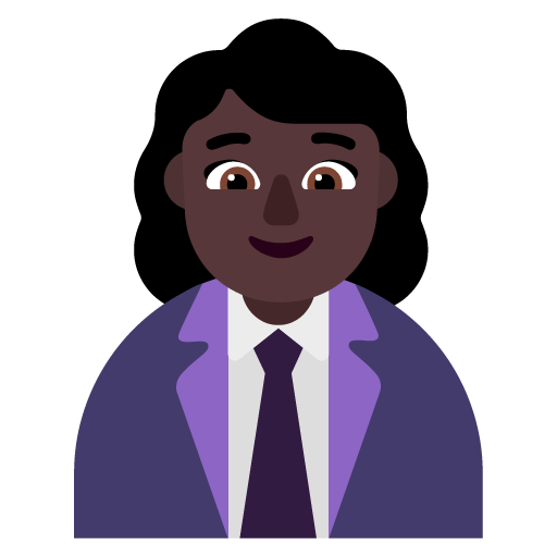 Microsoft design of the woman office worker: dark skin tone emoji verson:Windows-11-22H2
