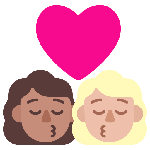 Microsoft design of the kiss: woman woman medium skin tone medium-light skin tone emoji verson:Windows-11-22H2