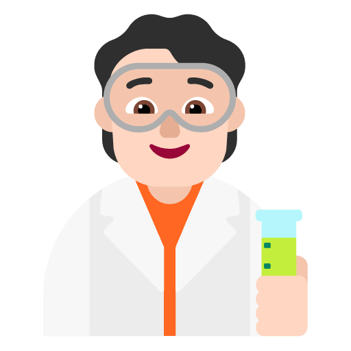 Microsoft design of the scientist: light skin tone emoji verson:Windows-11-22H2