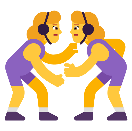 Microsoft design of the women wrestling emoji verson:Windows-11-22H2